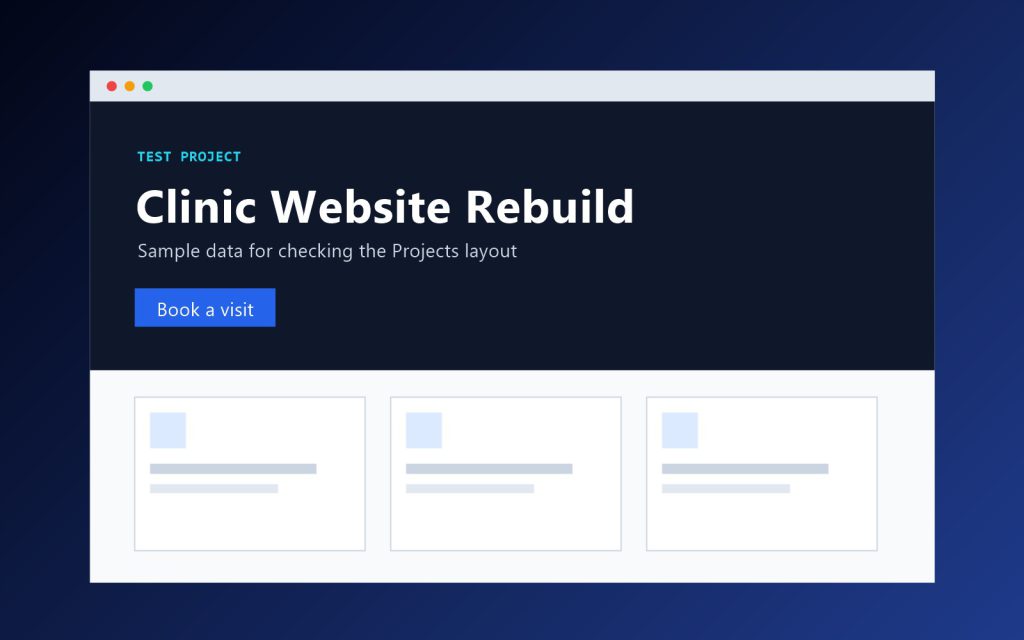 Sample screenshot for the test clinic project
